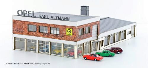Hobbytrain LC5031 Autohaus inkl 4x Opel Rekord Lasercut
